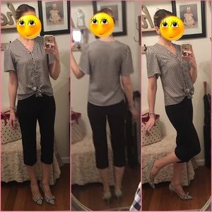 Gorgeous black and white gingham print Ann Taylor tie waist top.